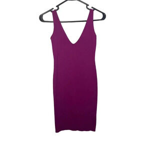 Forever 21 Fuchsia V-Neckline Bodycon Midi Dress Women's Size Small